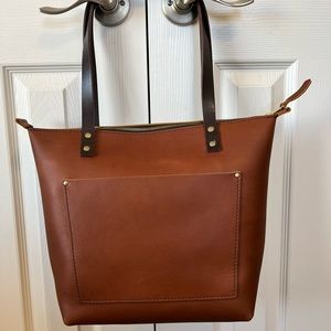 Portland Leather Goods Medium Zippered Tote New